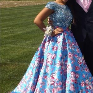 Sequins and floral prom dress